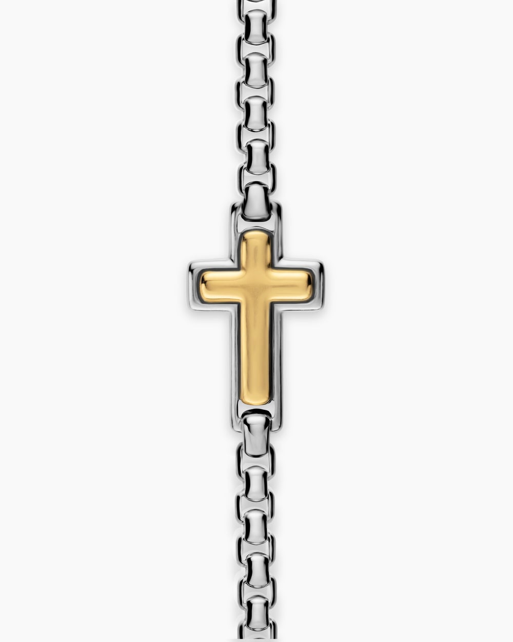 Bracelet à ornements croix en argent massif avec or jaune 14 carats, 3,6 mm homme