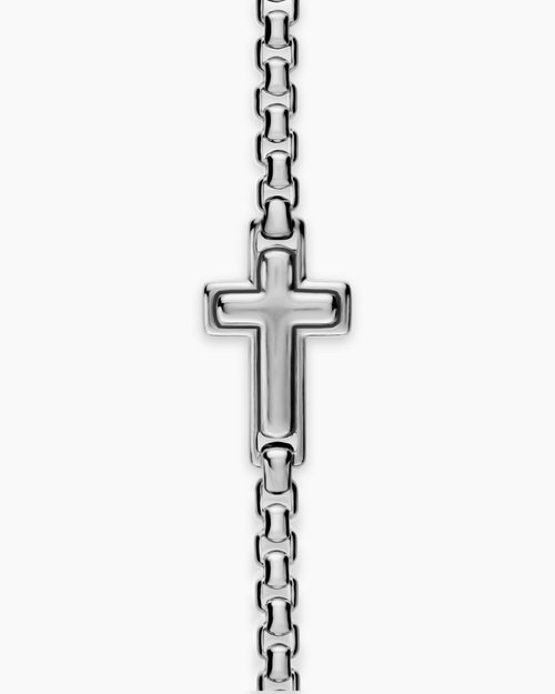 Mens Cross Station Bracelet in Sterling Silver, 3.6mm