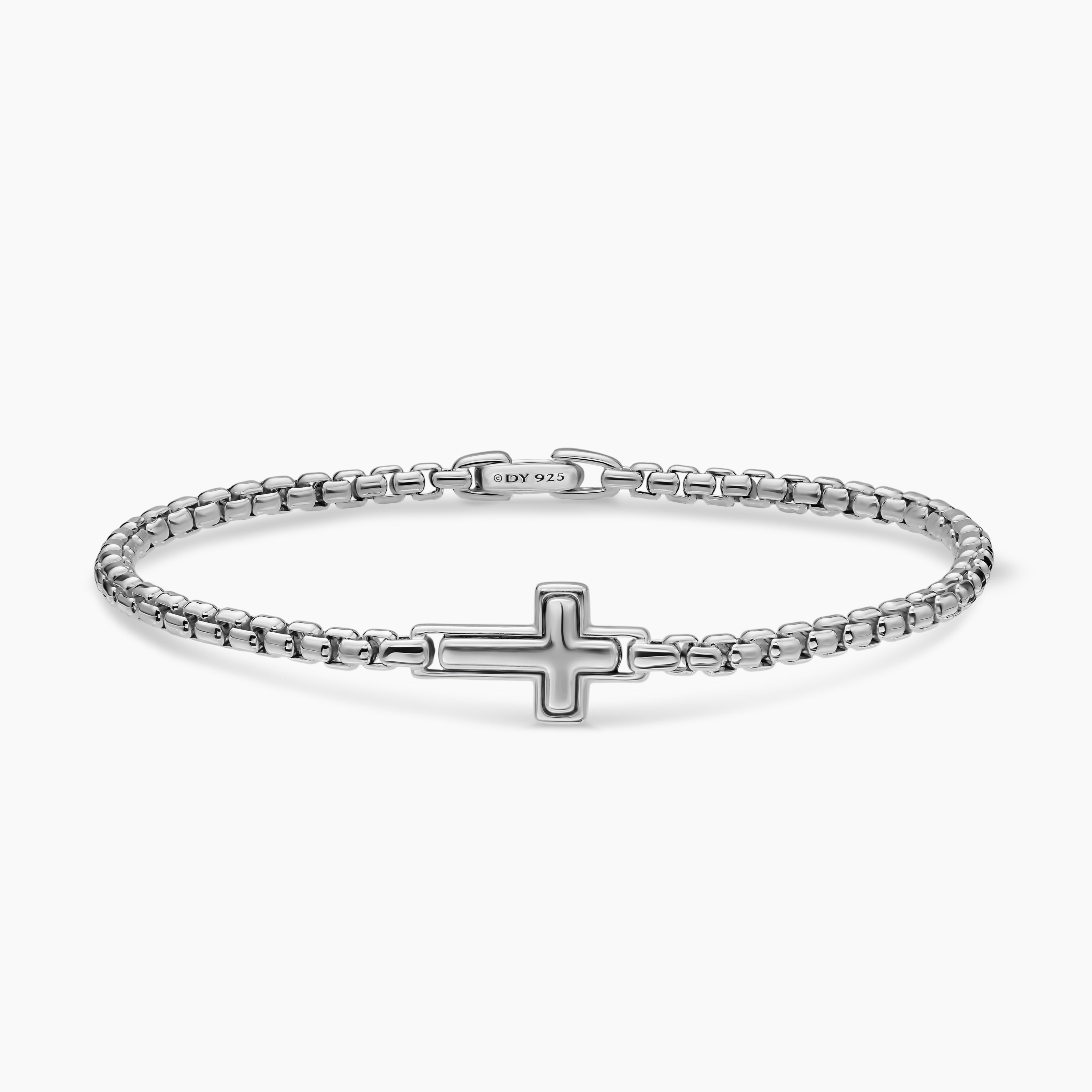 Bracelet &agrave; ornements croix en argent massif, 3,6 mm homme 