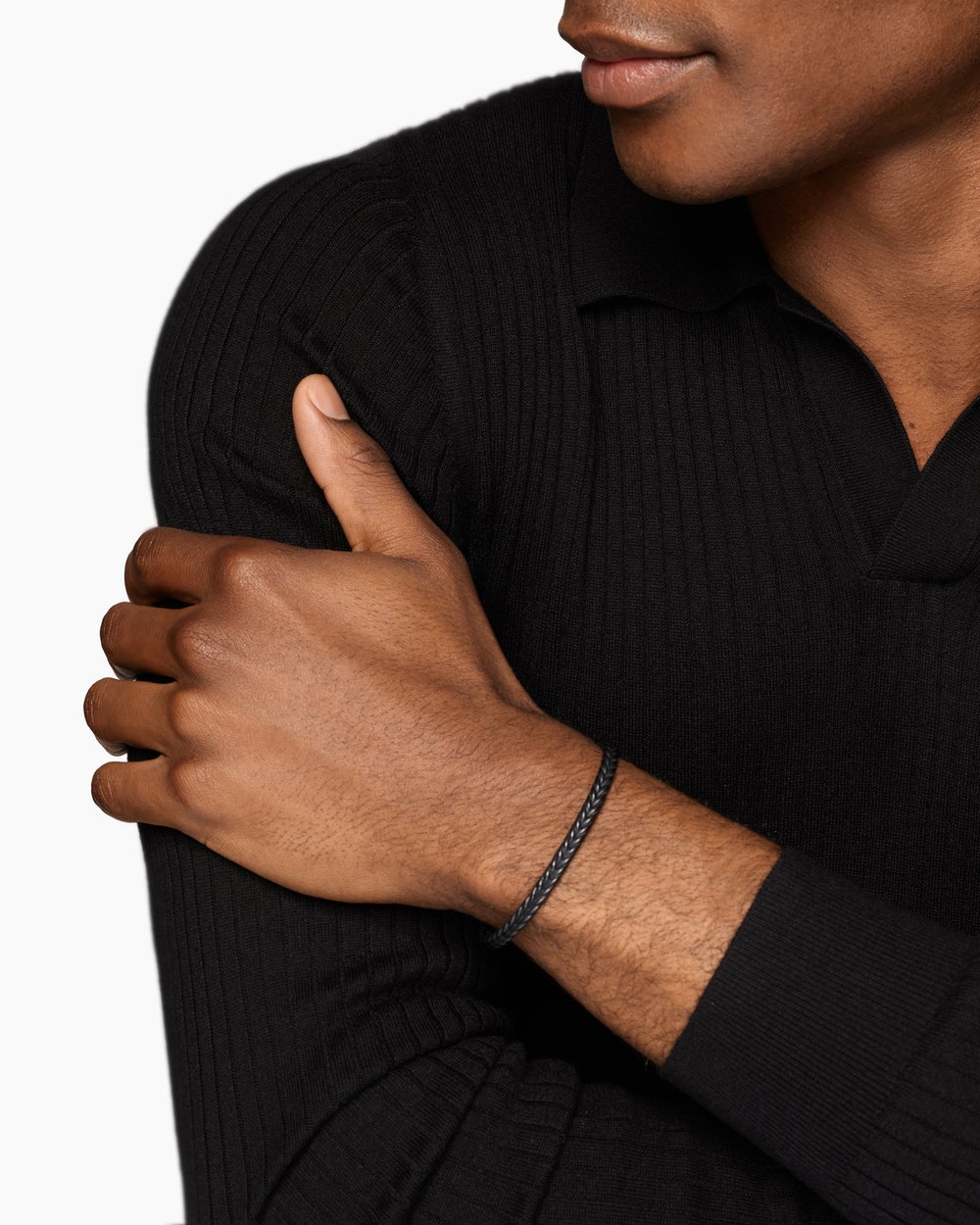 Mens Chevron Flex Bracelet in Black Titanium, 5.2mm