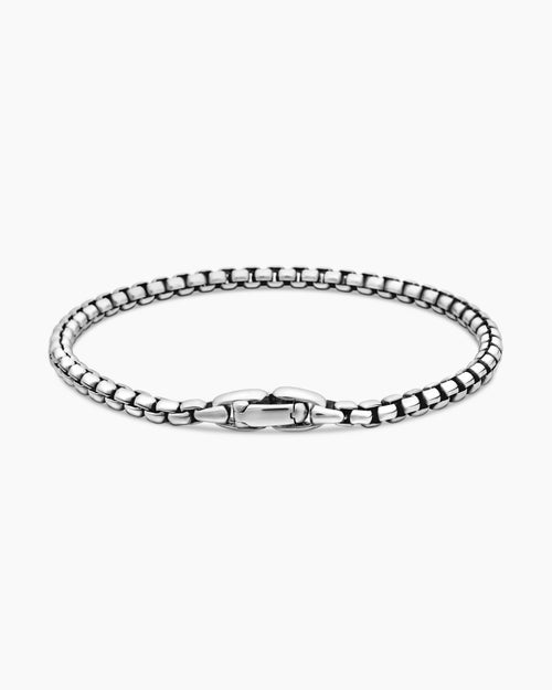 Mens Box Chain Bracelet in Sterling Silver, 3.6mm