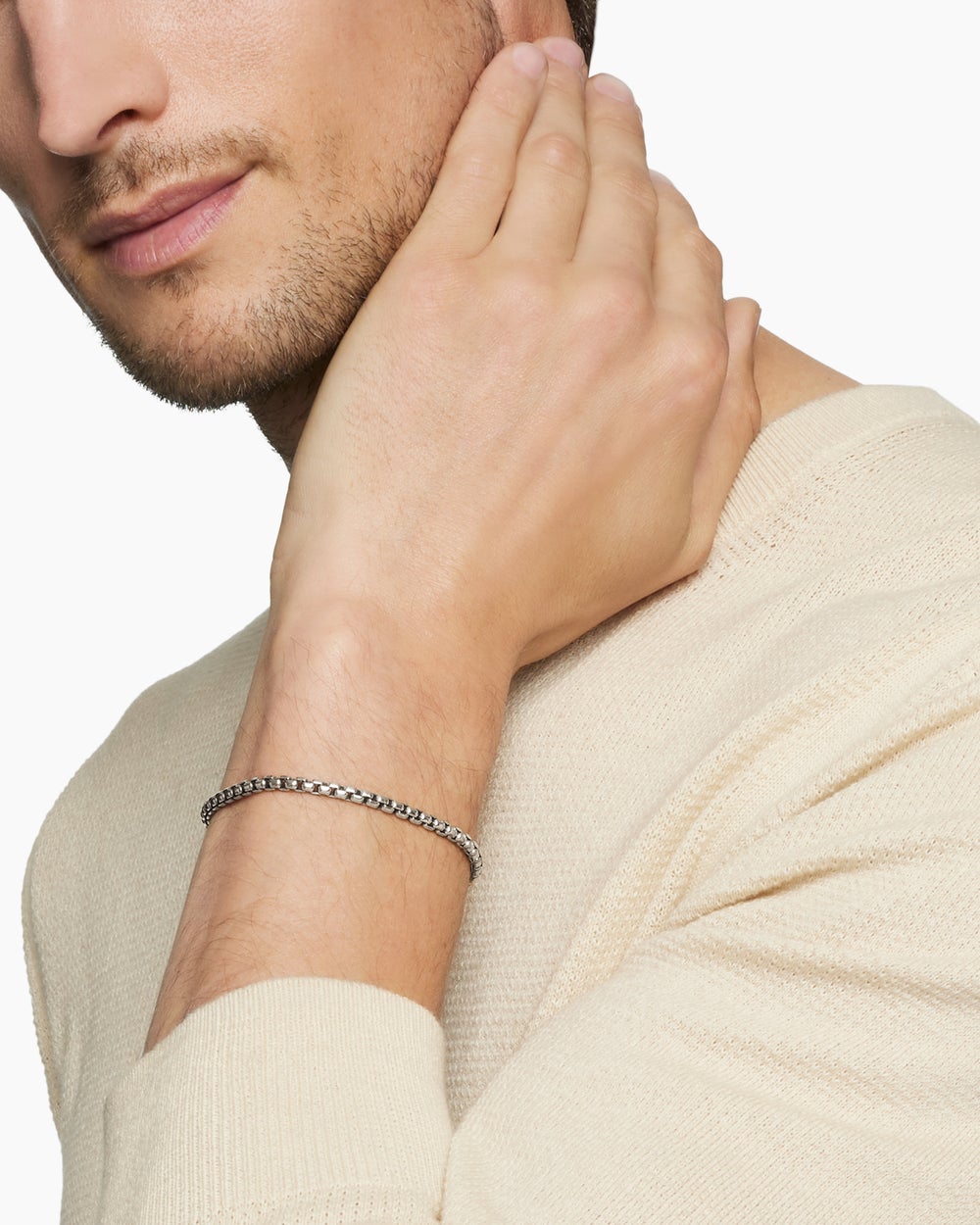 Bracelet Box Chain en argent sterling, 3,6 mm pour hommes