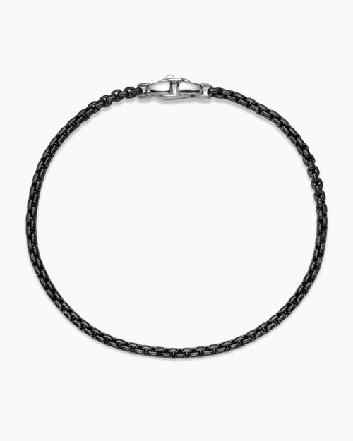 Mens Box Chain Bracelet with Stainless Steel and Sterling Silver, 2.7mm