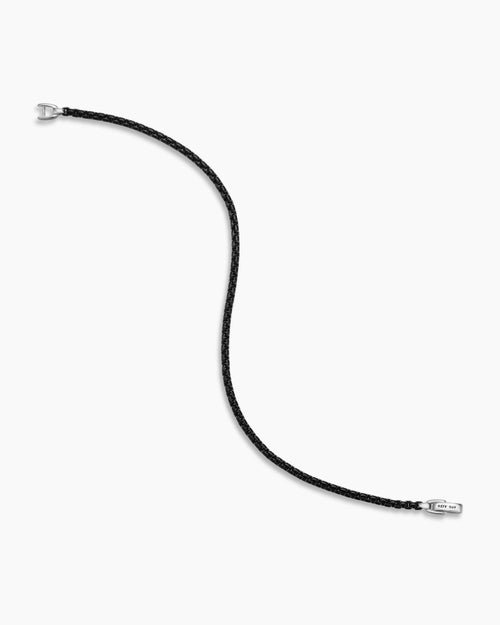 Mens Box Chain Bracelet with Stainless Steel and Sterling Silver, 2.7mm