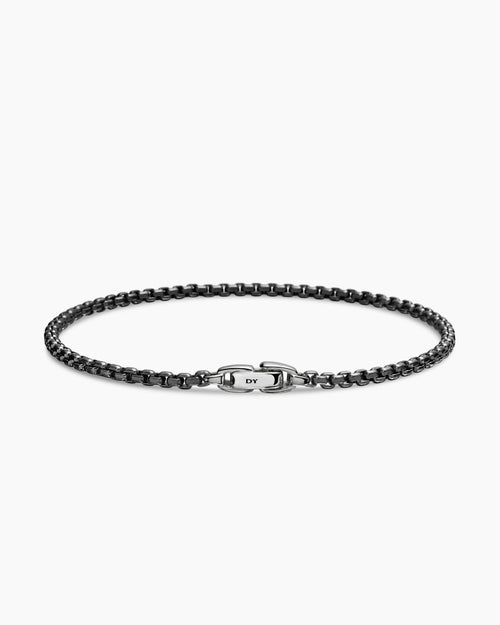 Mens Box Chain Bracelet with Stainless Steel and Sterling Silver, 2.7mm