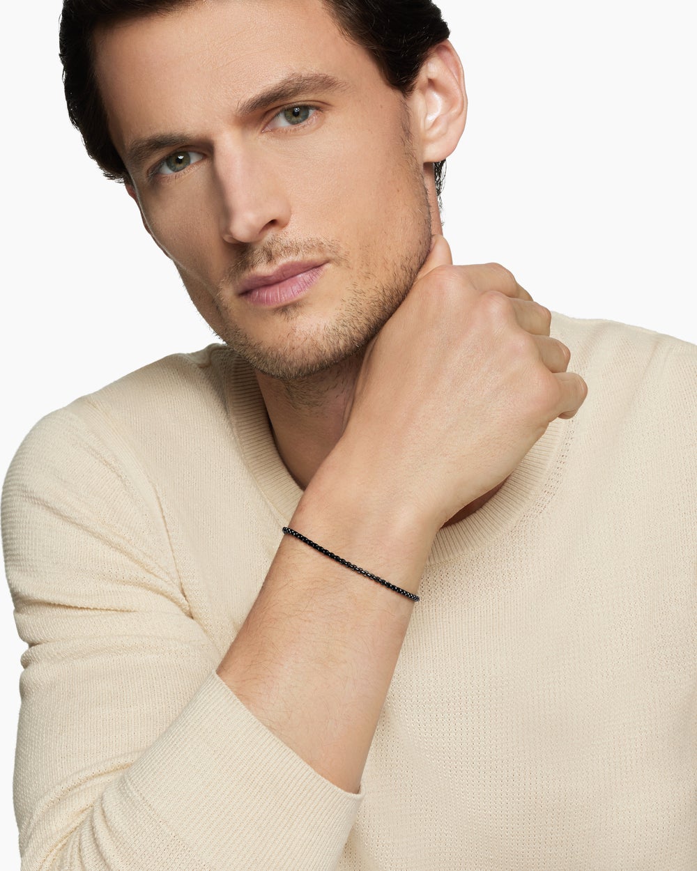 Mens Box Chain Bracelet in Stainless Steel and Sterling Silver, 2.7mm