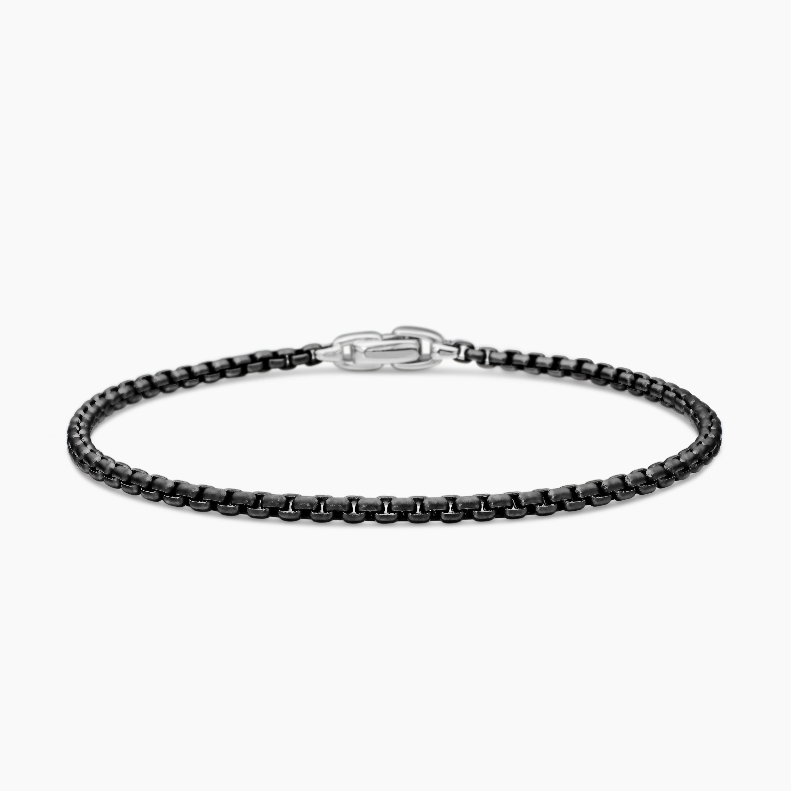 Mens Box Chain Bracelet in Stainless Steel and Sterling Silver, 2.7mm