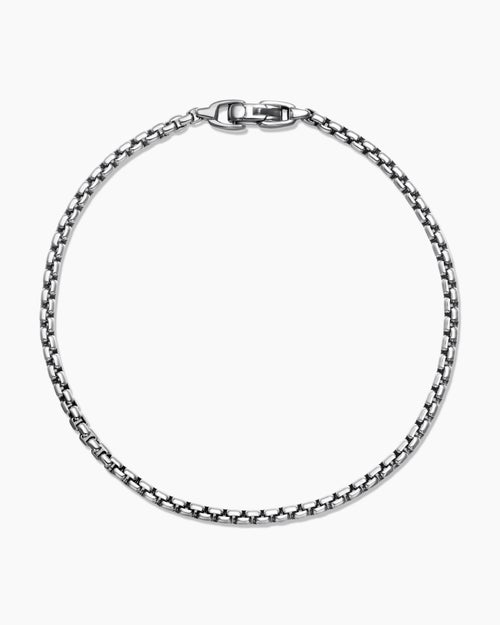 Mens Box Chain Bracelet in Sterling Silver, 2.7mm