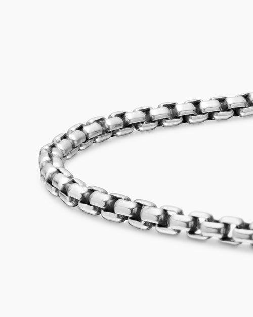 Mens Box Chain Bracelet in Sterling Silver, 2.7mm