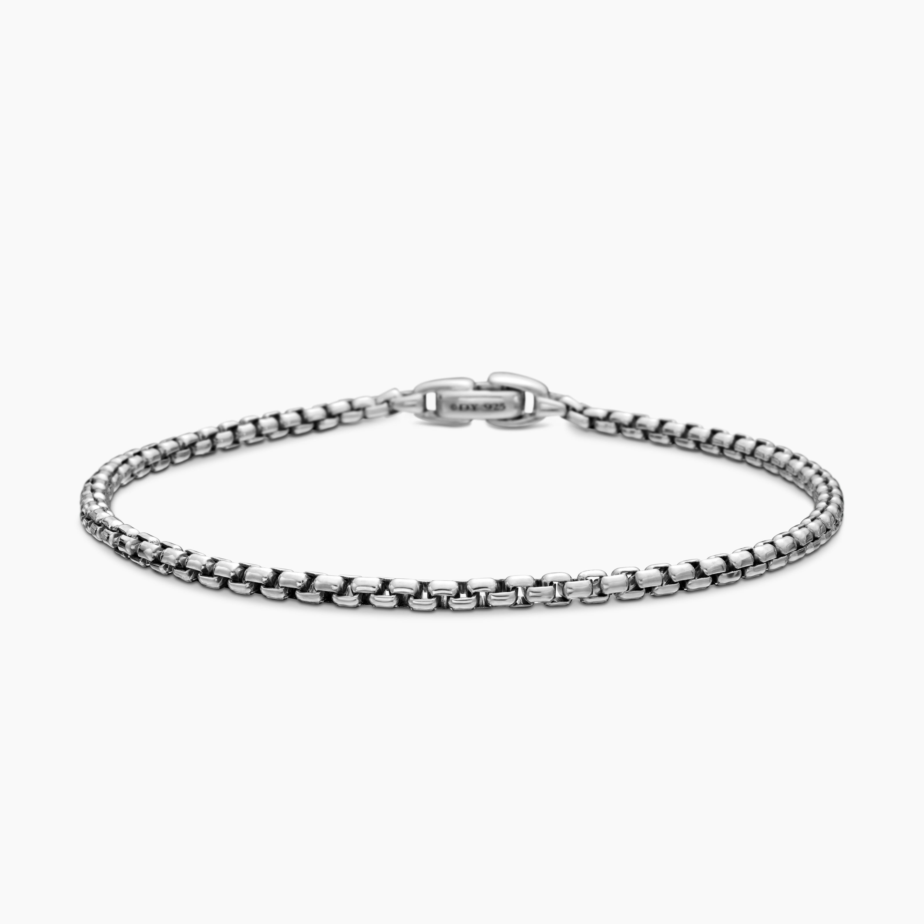 Mens Box Chain Bracelet in Sterling Silver, 2.7mm