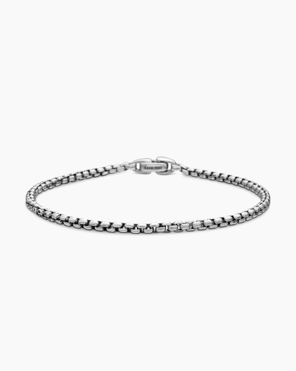 Mens Box Chain Bracelet in Sterling Silver, 2.7mm