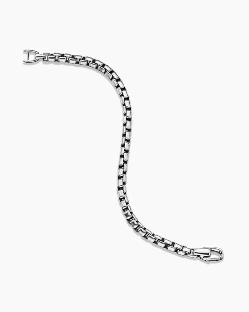 Mens Box Chain Bracelet in Sterling Silver, 5mm