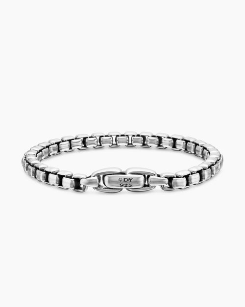 Mens Box Chain Bracelet in Sterling Silver, 5mm