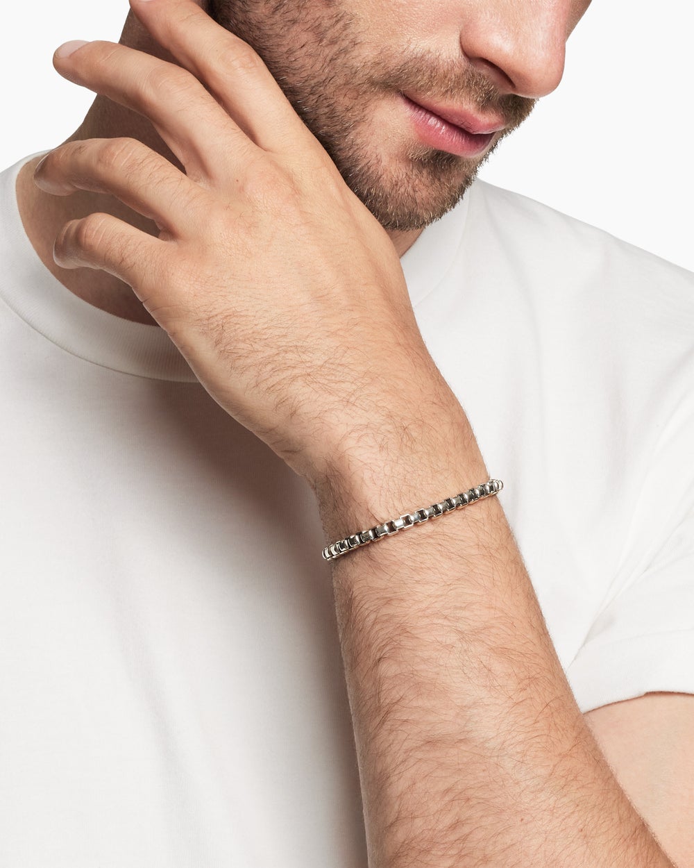 Mens Box Chain Bracelet in Sterling Silver, 5mm