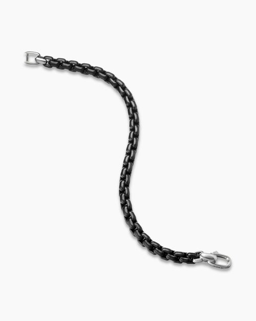 Mens Box Chain Bracelet with Stainless Steel and Sterling Silver, 7.3mm