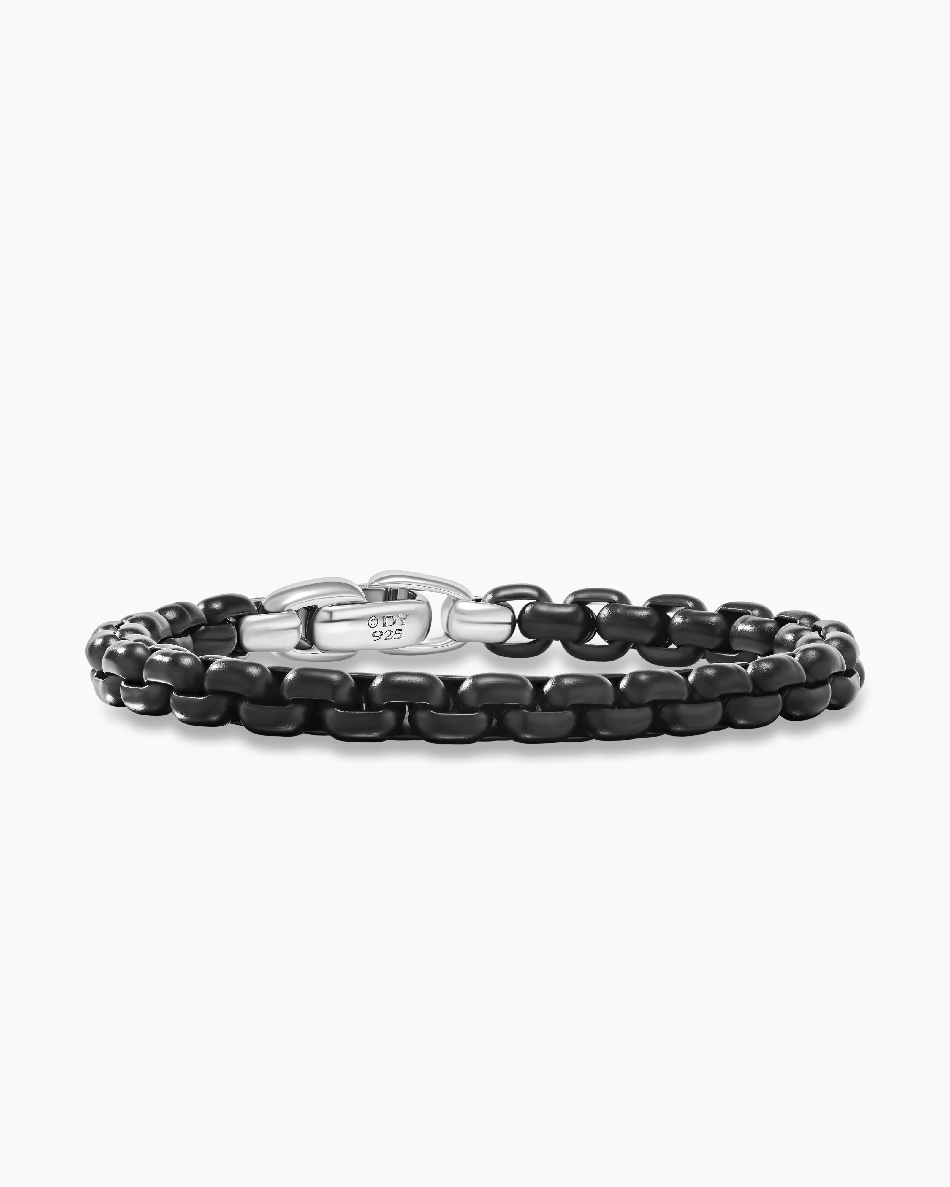 David Yurman Box Chain Bracelet with Stainless Steel and Sterling Silver, 7.3mm Men's Size Small