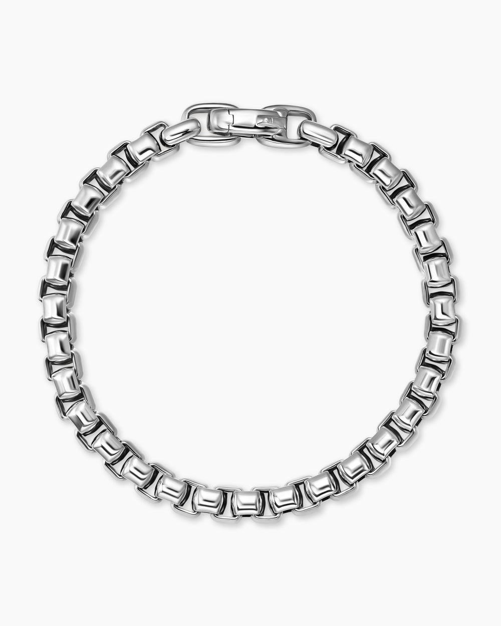 Mens Box Chain Bracelet in Sterling Silver, 7.3mm