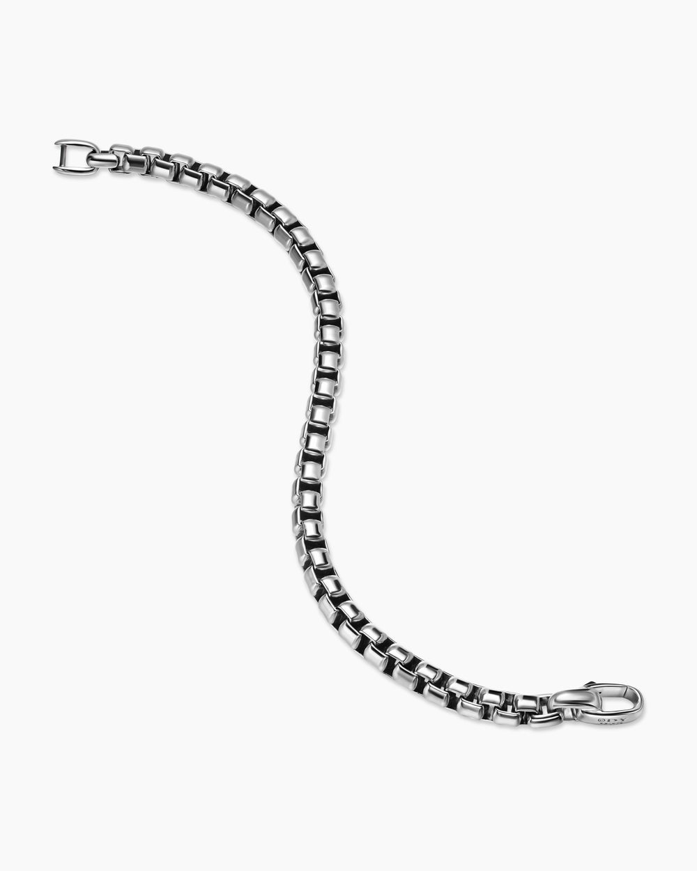 Mens Box Chain Bracelet in Sterling Silver, 7.3mm