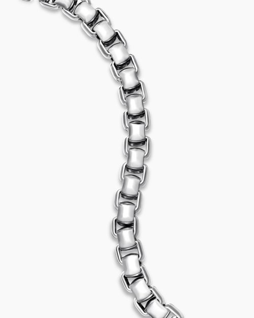 Mens Box Chain Bracelet in Sterling Silver, 7.3mm
