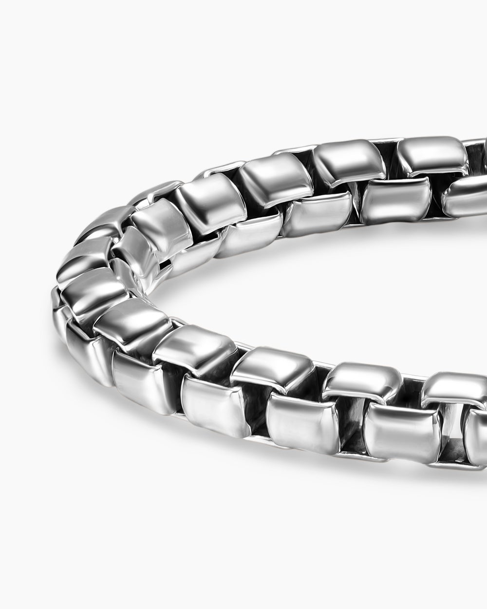 Mens Box Chain Bracelet in Sterling Silver, 7.3mm