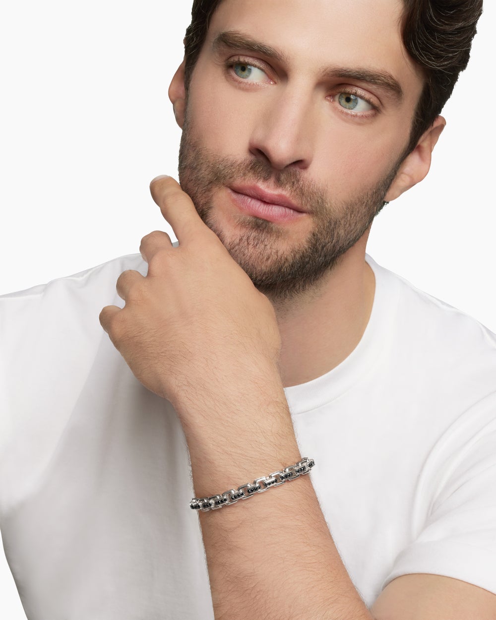 Mens Box Chain Bracelet in Sterling Silver, 7.3mm