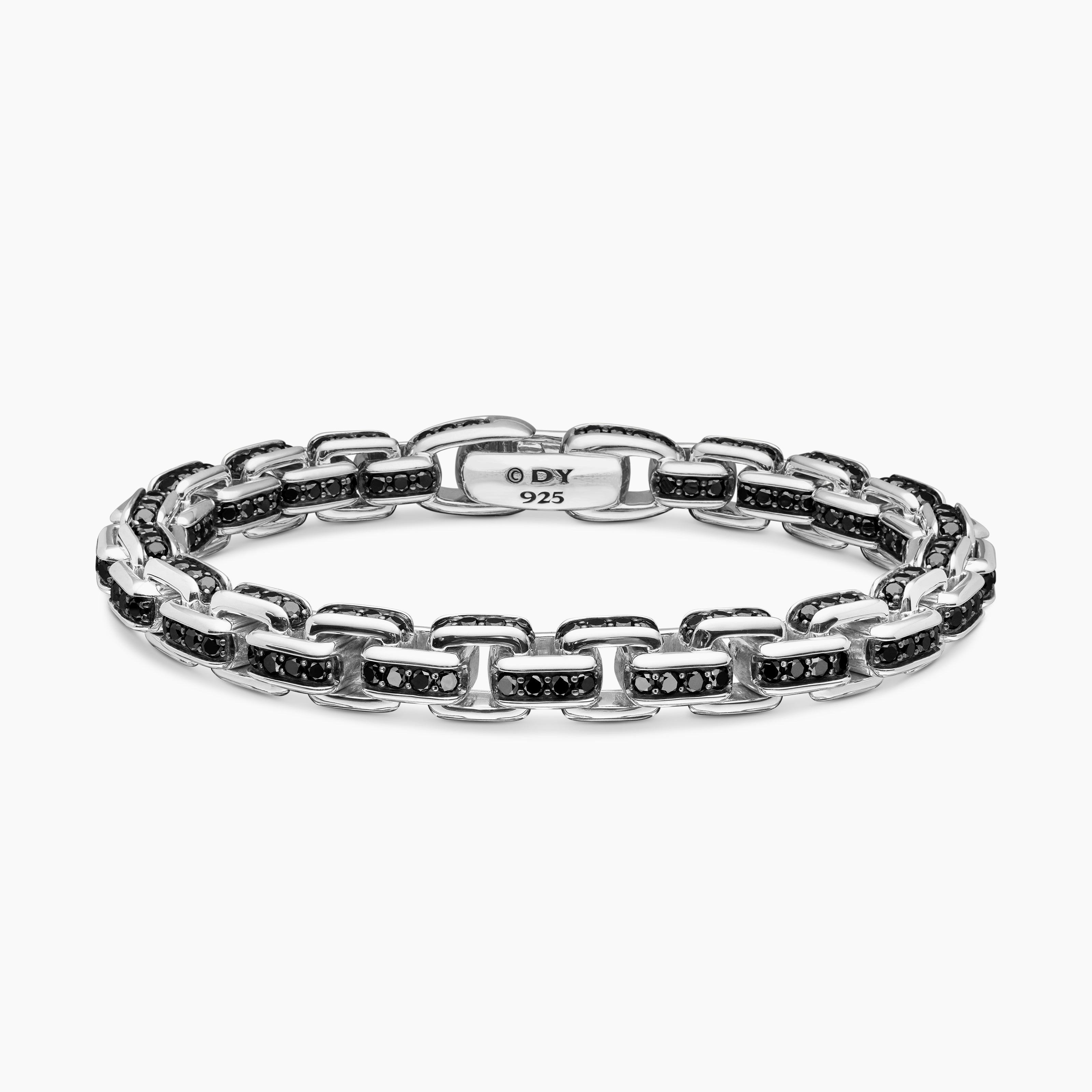 Mens Box Chain Bracelet in Sterling Silver, 7.3mm