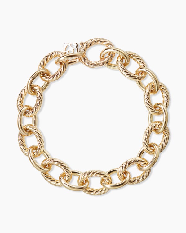 Oval Link Chain Bracelet in 18K Yellow Gold, 12mm