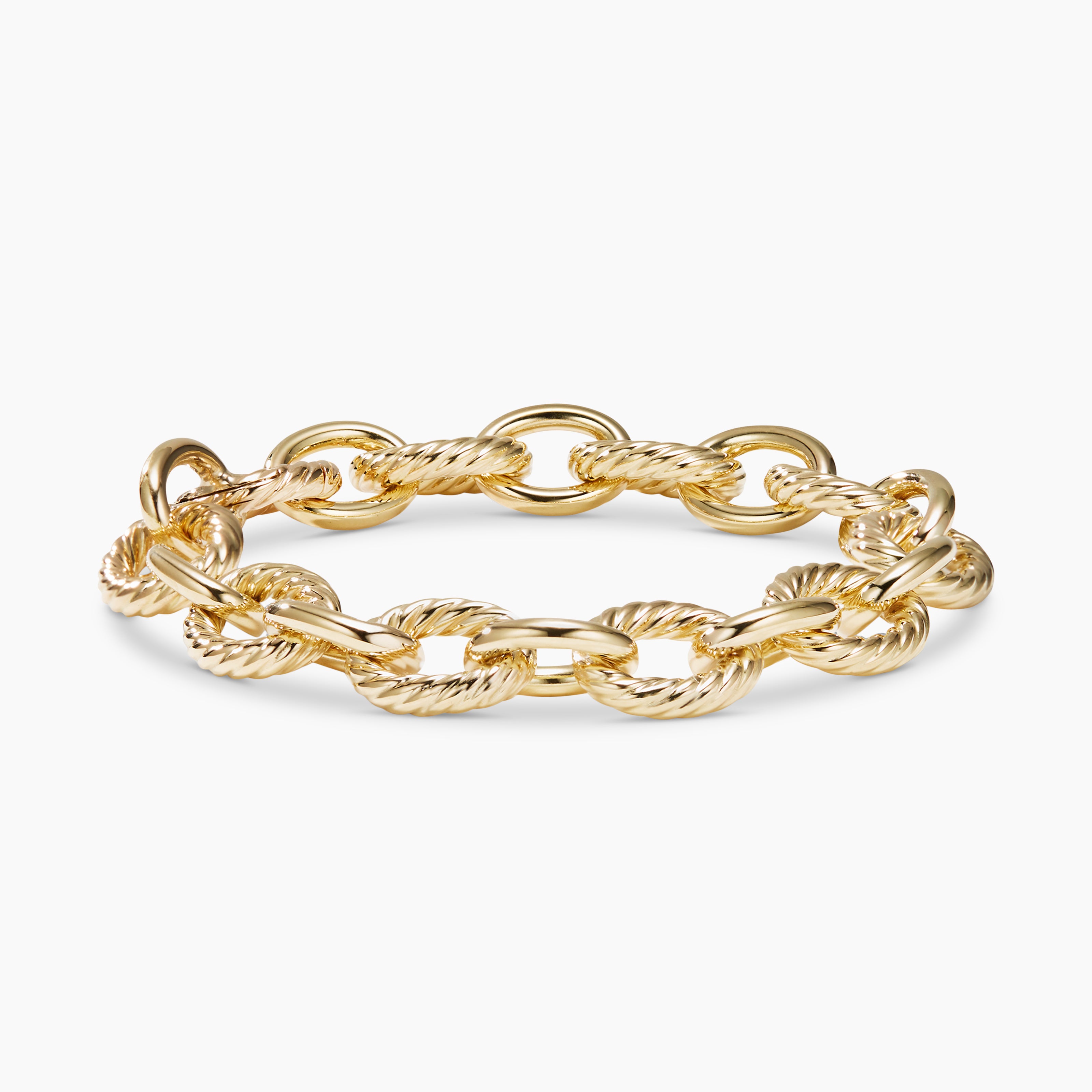 Womens Oval Link Chain Bracelet in 18K Yellow Gold, 12mm