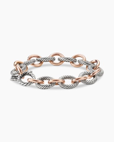 Oval Link Chain Bracelet in Sterling Silver with 18K Rose Gold, 12mm