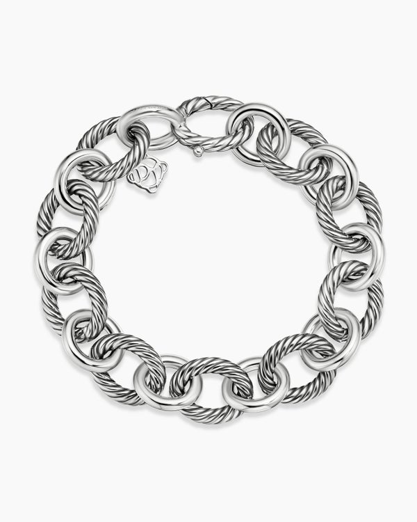 Oval Link Chain Bracelet in Sterling Silver, 12mm