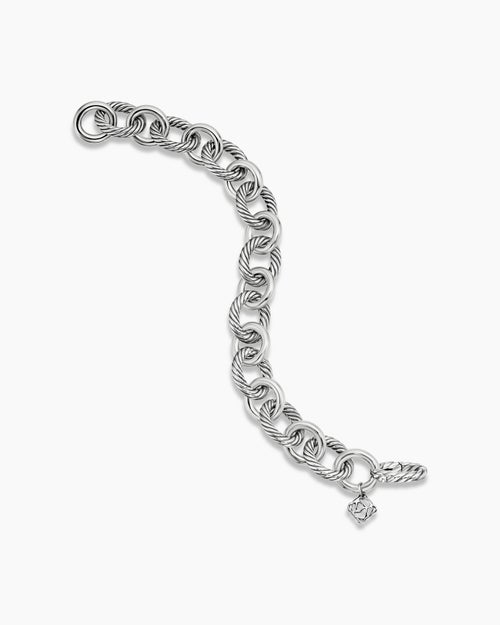 Womens Oval Link Chain Bracelet in Sterling Silver, 12mm