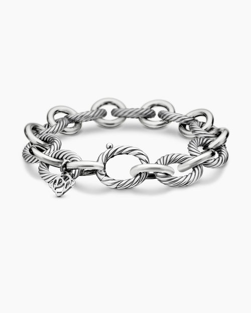 Womens Oval Link Chain Bracelet in Sterling Silver, 12mm