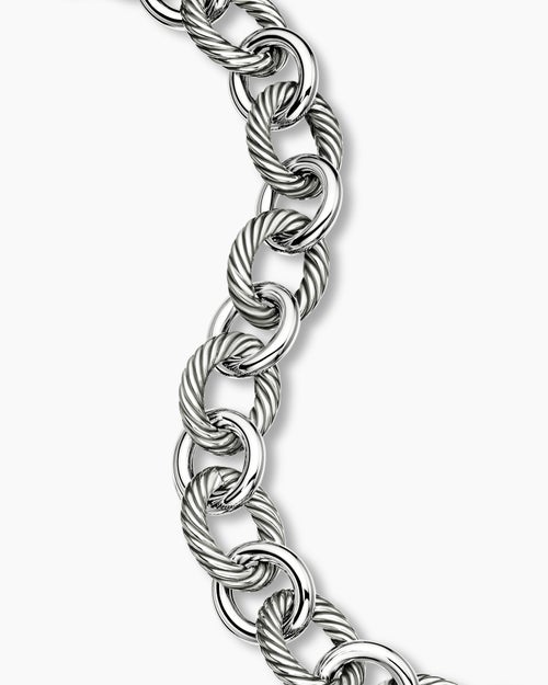Womens Oval Link Chain Bracelet in Sterling Silver, 12mm