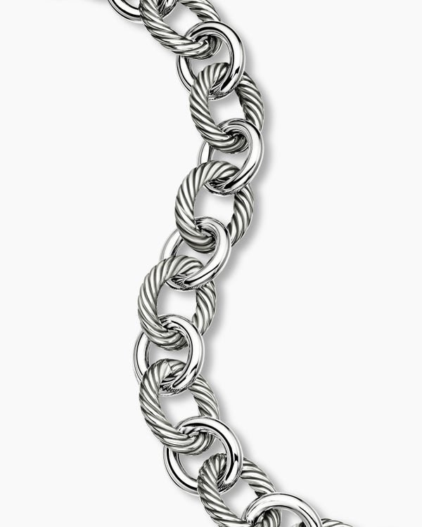 Oval Link Chain Bracelet in Sterling Silver, 12mm
