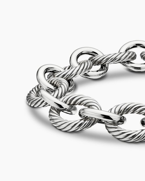 Womens Oval Link Chain Bracelet in Sterling Silver, 12mm