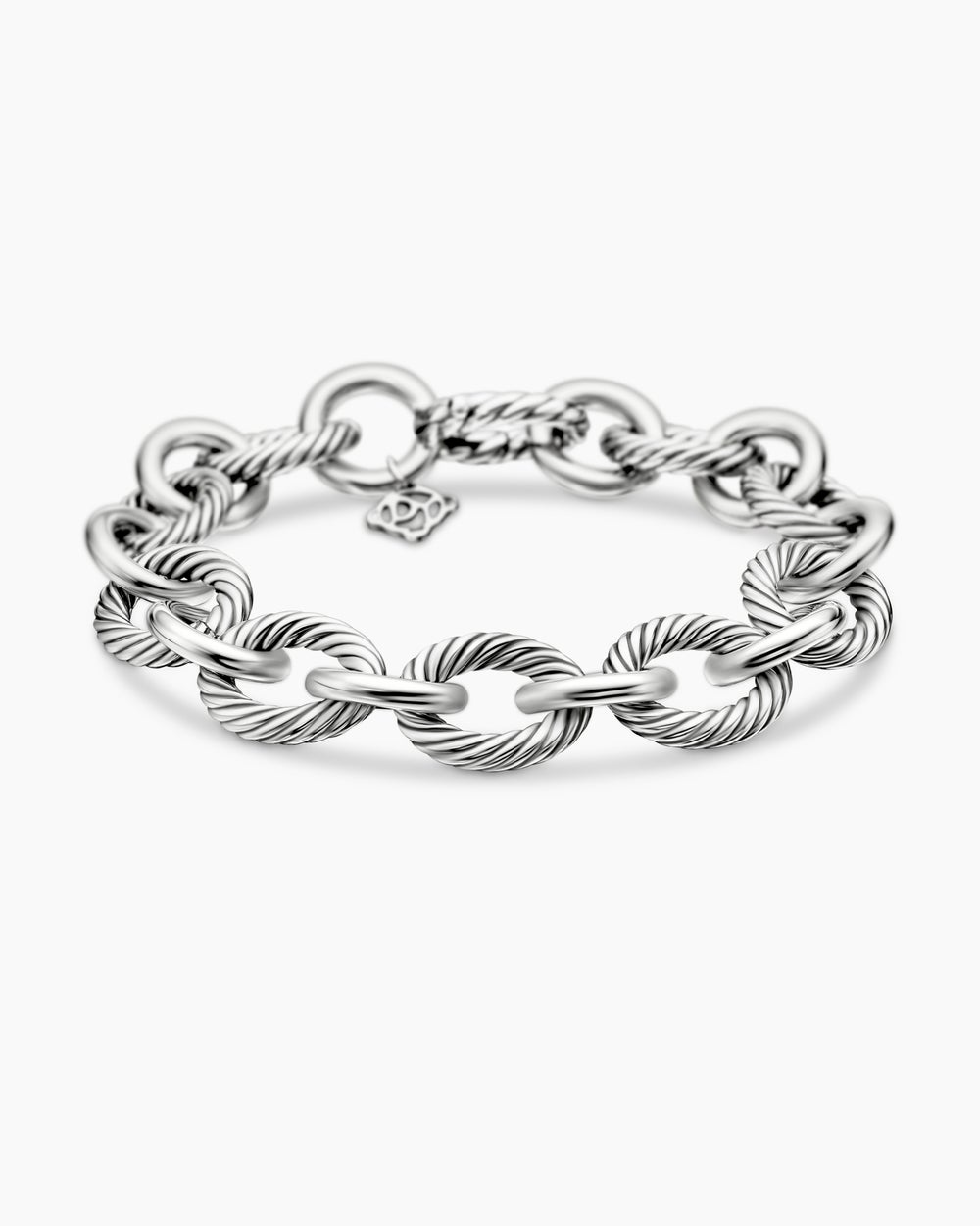 Womens Oval Link Chain Bracelet in Sterling Silver, 12mm