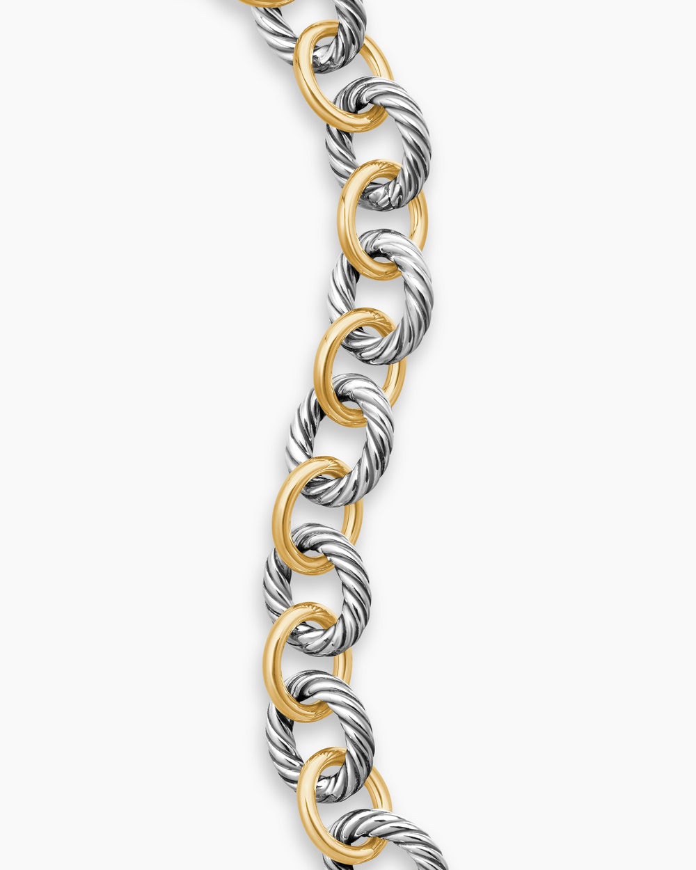 Bracelet à chaîne Oval Link en argent sterling avec or jaune 18 carats, 10 mm pour femmes