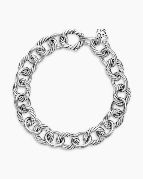 Womens Oval Link Chain Bracelet in Sterling Silver, 10mm