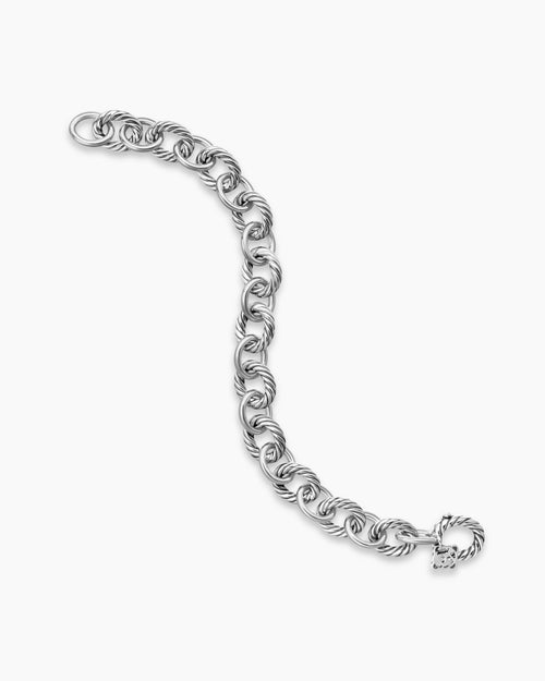 Womens Oval Link Chain Bracelet in Sterling Silver, 10mm