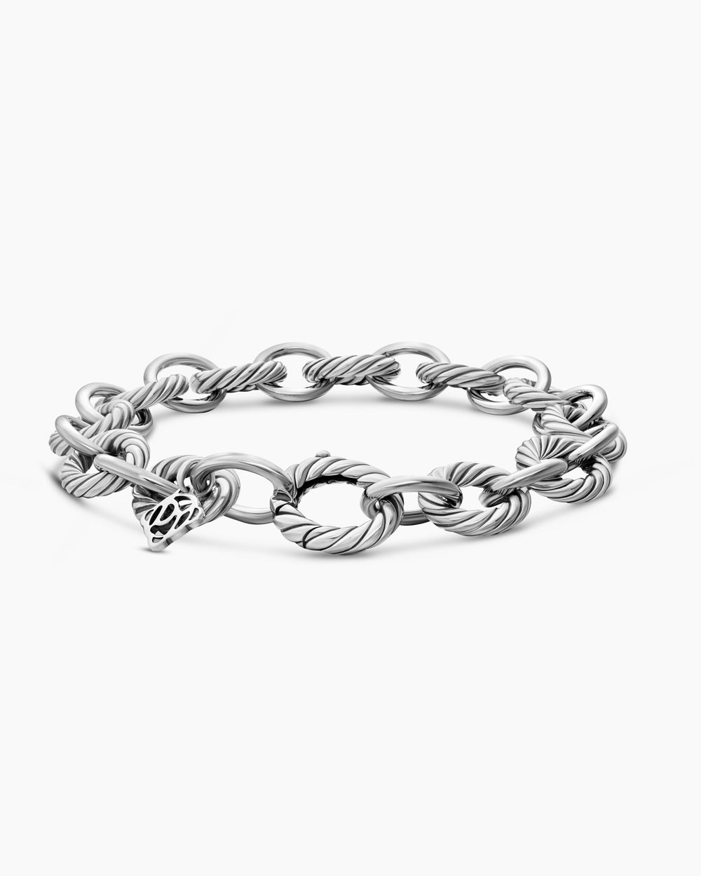 Womens Oval Link Chain Bracelet in Sterling Silver, 10mm