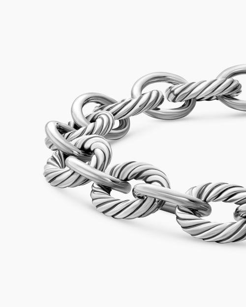 Womens Oval Link Chain Bracelet in Sterling Silver, 10mm