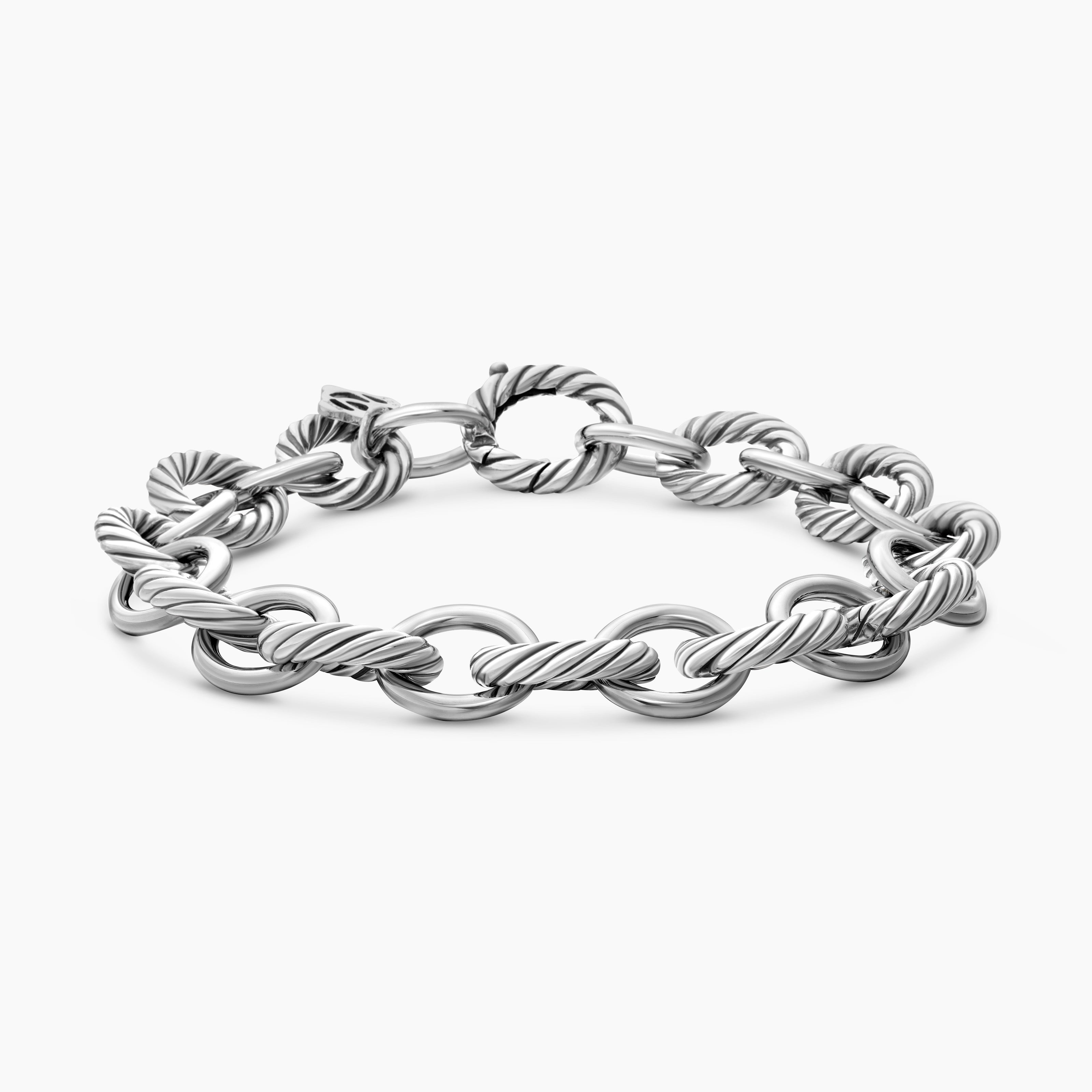 Womens Oval Link Chain Bracelet in Sterling Silver, 10mm