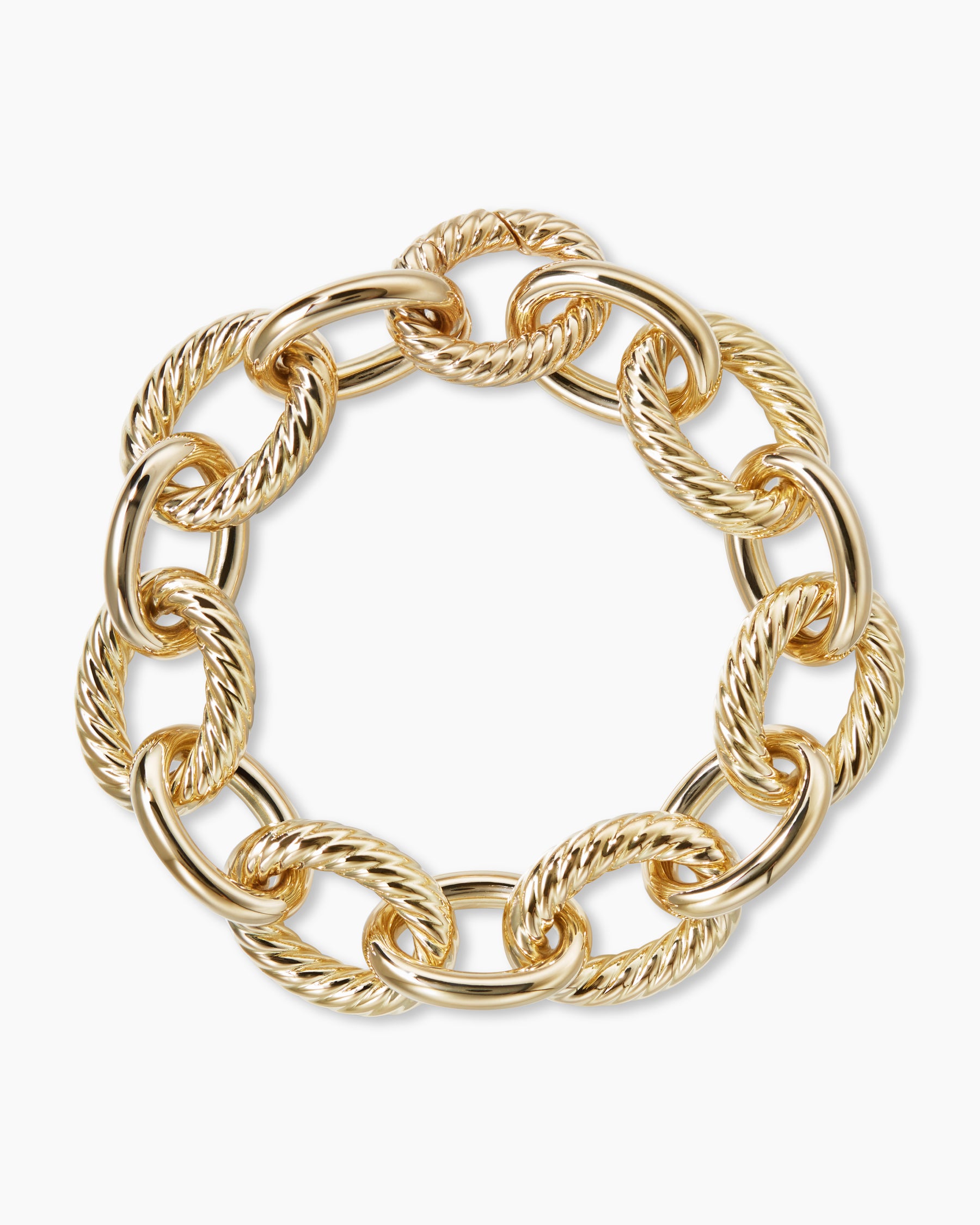 David Yurman Oval Link Chain Bracelet in Sterling Silver with 18K Yellow Gold, 10mm Women's Size 8 IN