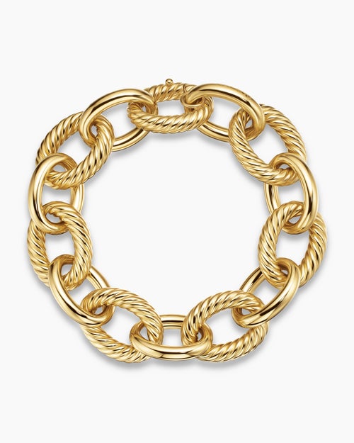 Womens Oval Link Chain Bracelet in 18K Yellow Gold, 17mm