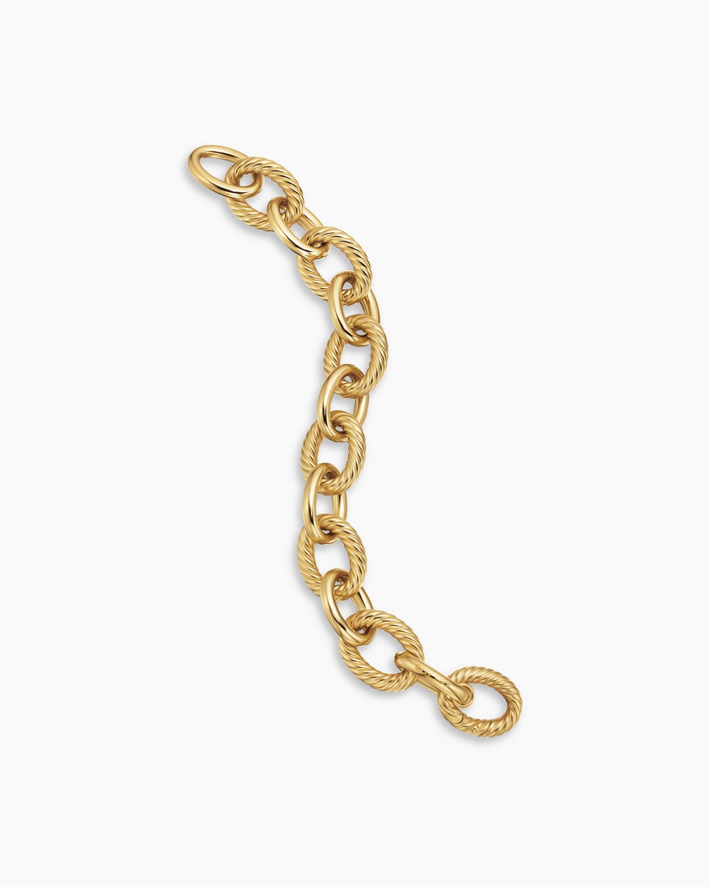 Womens Oval Link Chain Bracelet in 18K Yellow Gold, 17mm