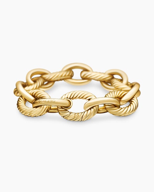Womens Oval Link Chain Bracelet in 18K Yellow Gold, 17mm