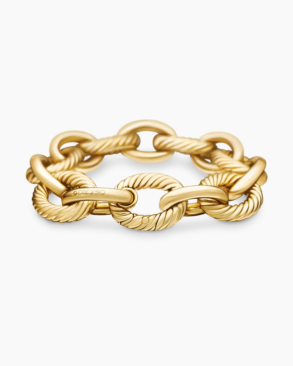 Womens Oval Link Chain Bracelet in 18K Yellow Gold, 17mm