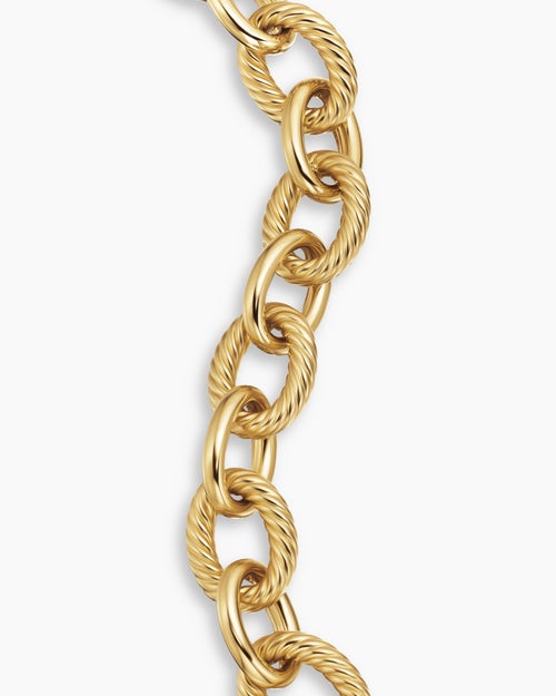 Womens Oval Link Chain Bracelet in 18K Yellow Gold, 17mm