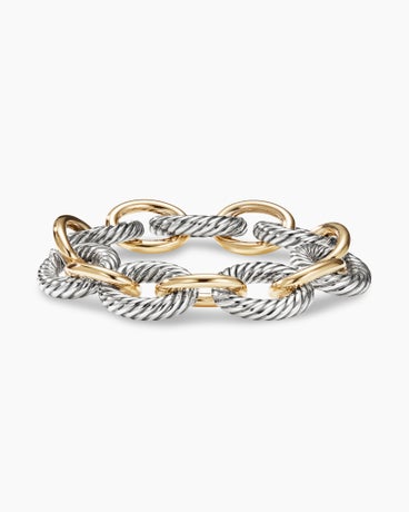 David Yurman Cable and Smooth Chain Link Bracelet with 18K Yellow Gold