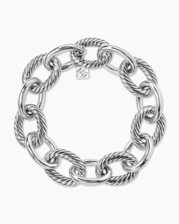 Oval Link Chain Bracelet in Sterling Silver, 17mm